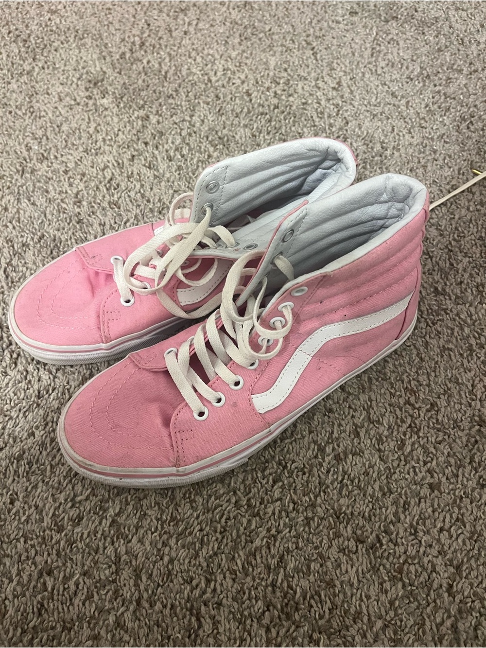 Vans Pink High-Top Women's Canvas Sneakers with White Stripe